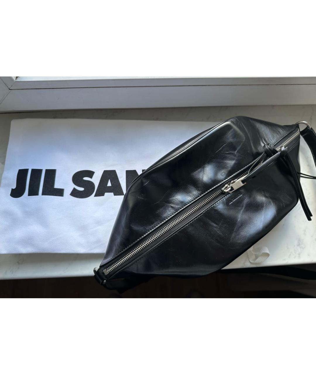 JIL SANDER Черная кожаная сумка на плечо, фото 4