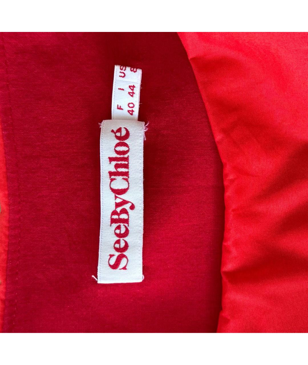 SEE BY CHLOE Красное хлопковое повседневное платье, фото 5