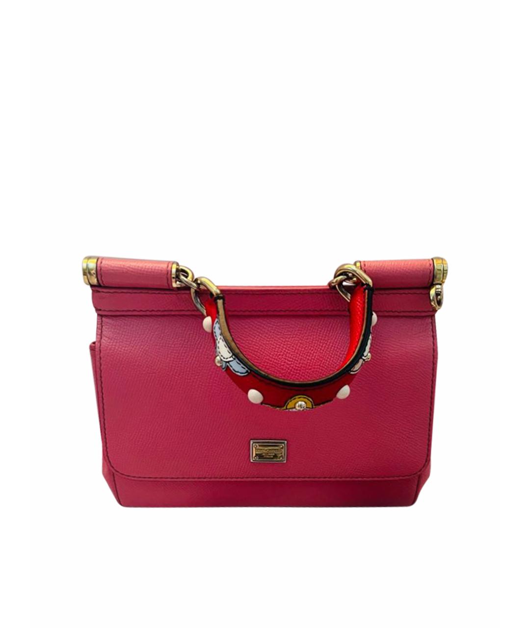 DOLCE&GABBANA Розовая кожаная сумка с короткими ручками, фото 1