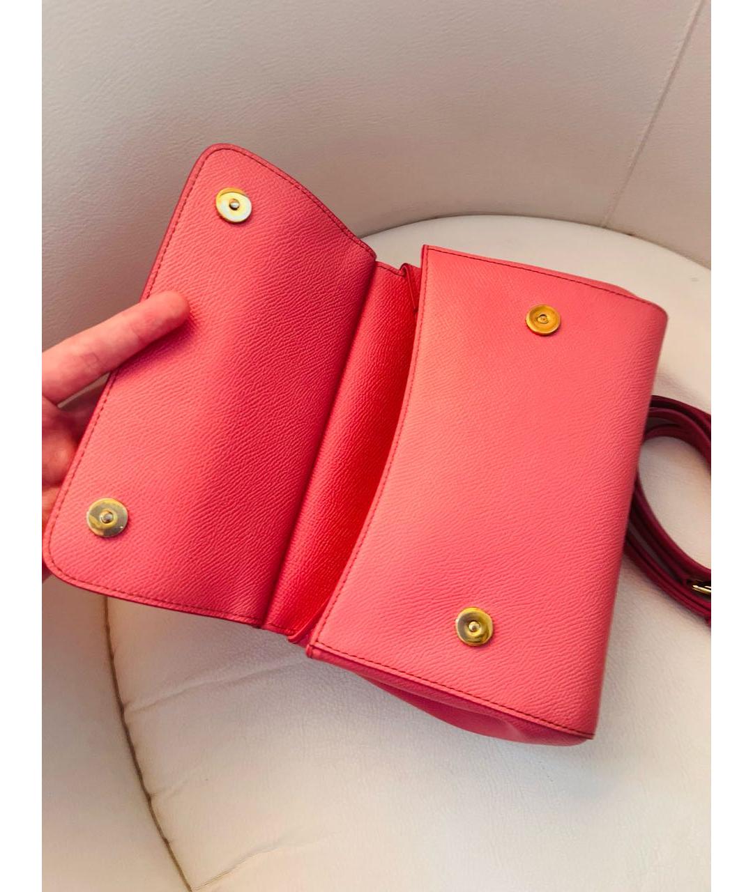 DOLCE&GABBANA Розовая кожаная сумка с короткими ручками, фото 4