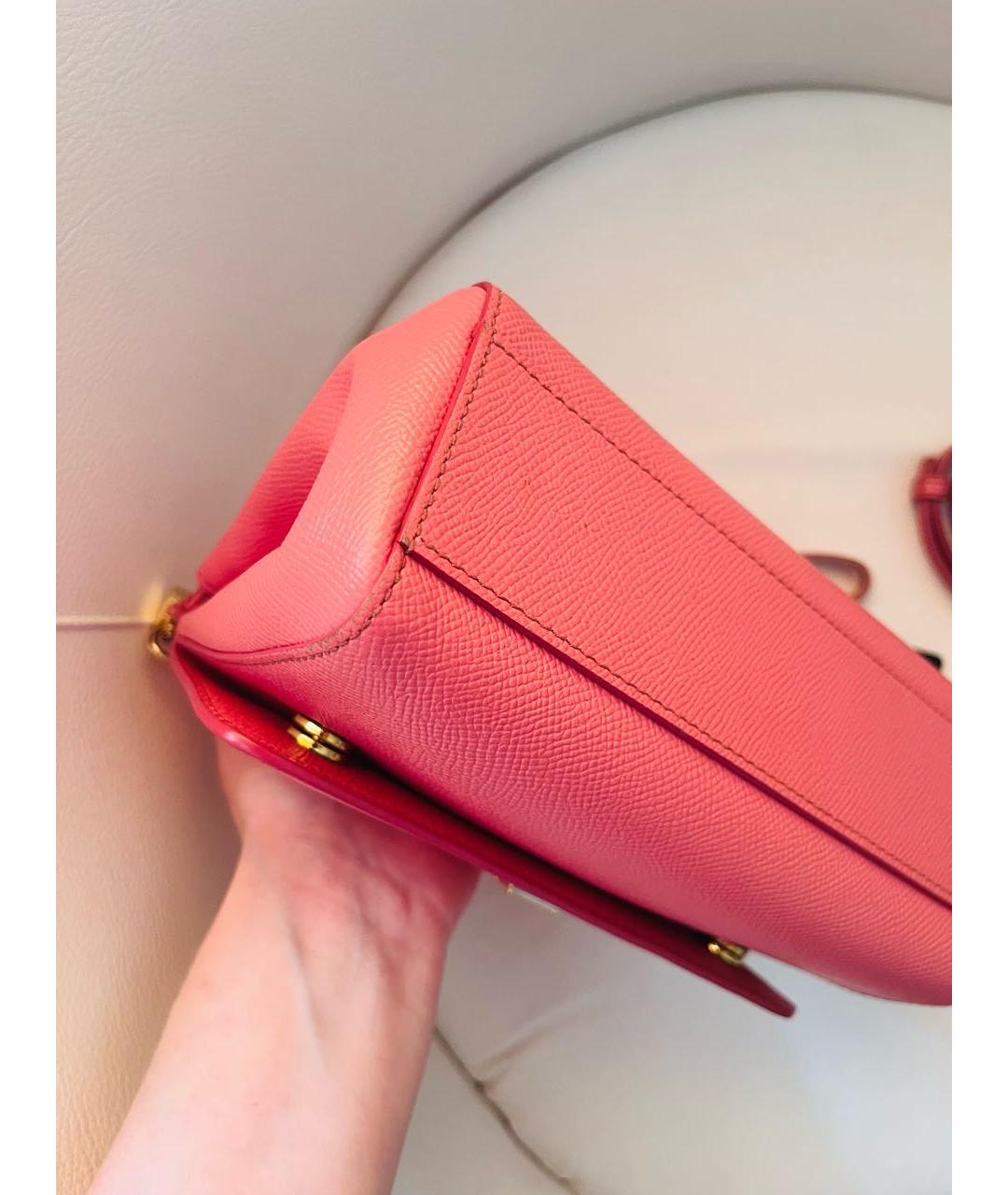 DOLCE&GABBANA Розовая кожаная сумка с короткими ручками, фото 3
