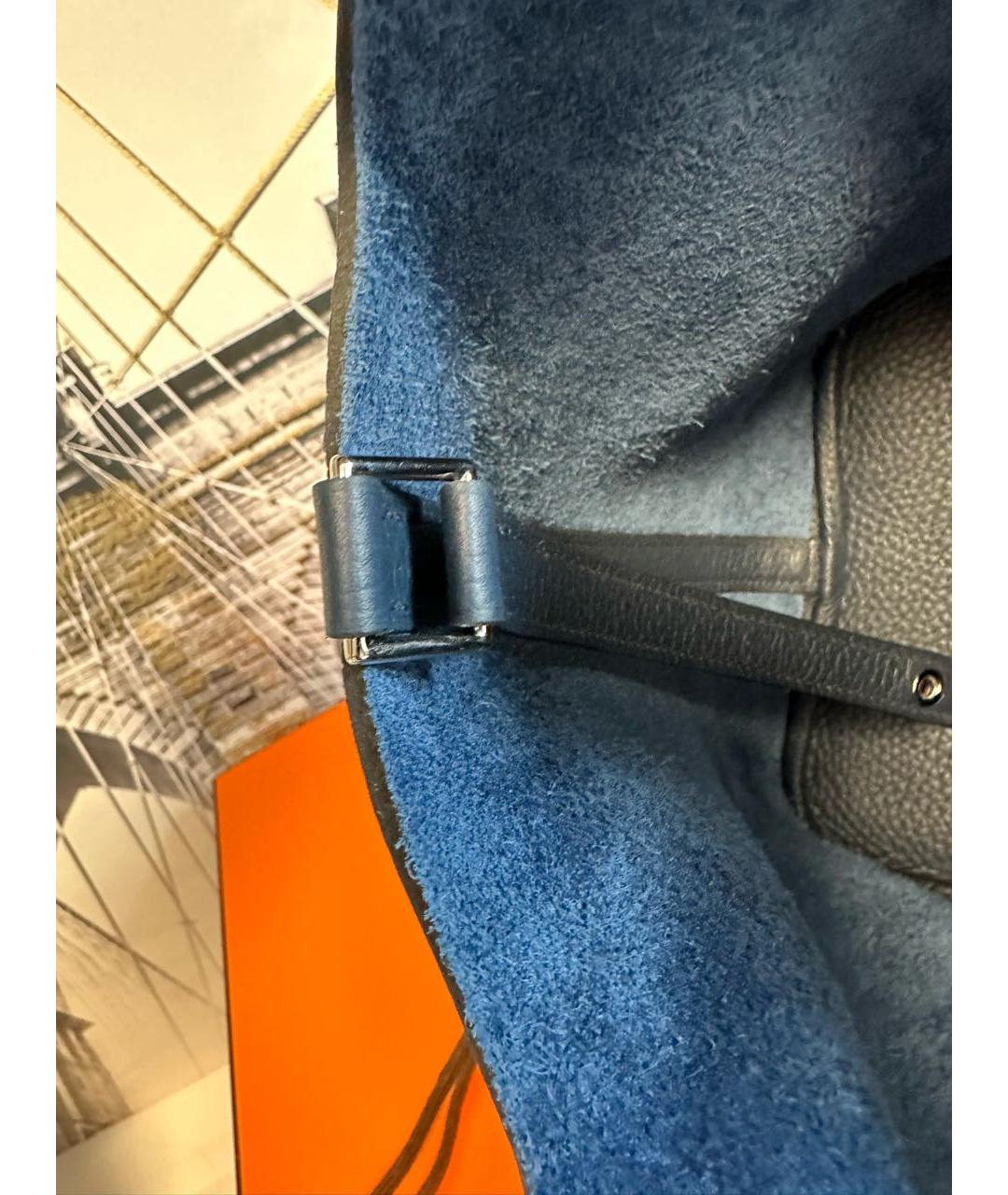 HERMES PRE-OWNED Темно-синяя кожаная сумка с короткими ручками, фото 3