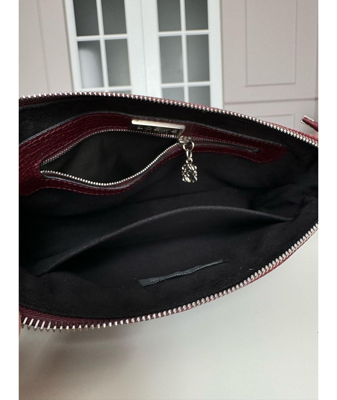 LOEWE Бордовая кожаная сумка с короткими ручками, фото 4