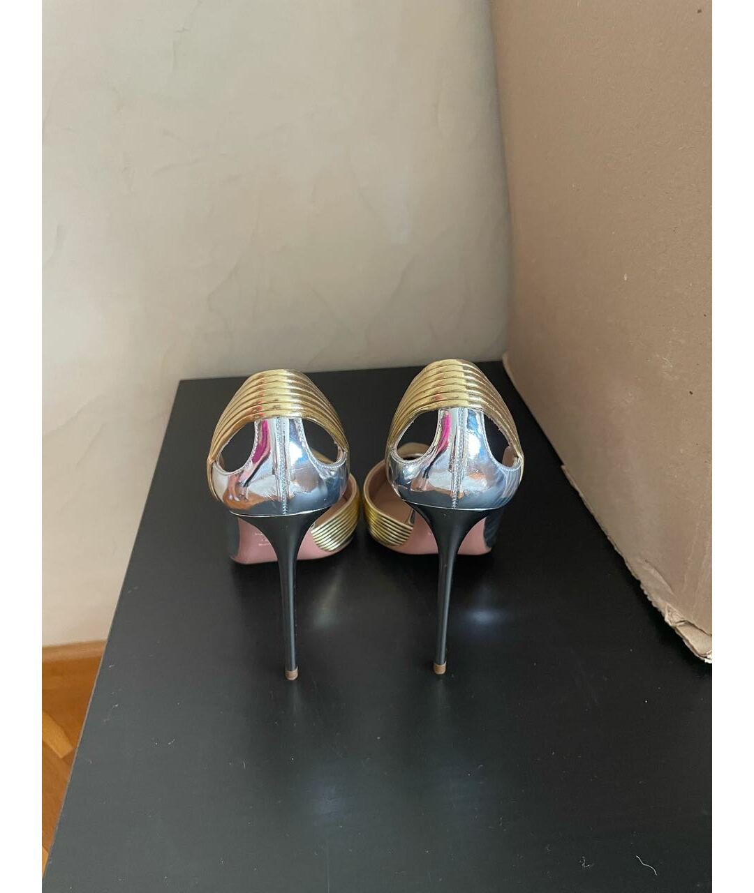 AQUAZZURA Серебряные кожаные туфли, фото 2