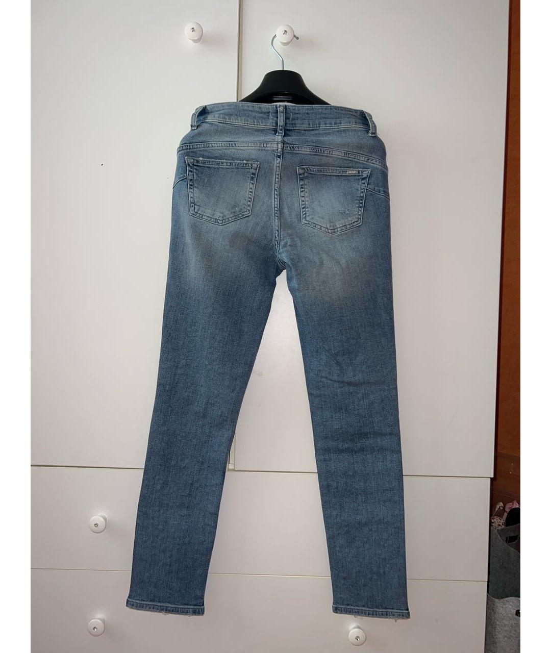 LIU JO Голубые хлопко-полиэстеровые джинсы слим, фото 2