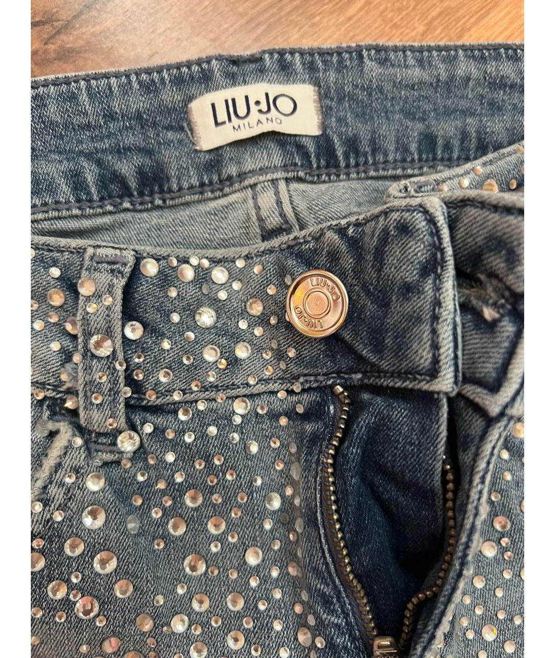 LIU JO Голубые хлопко-полиэстеровые джинсы слим, фото 6