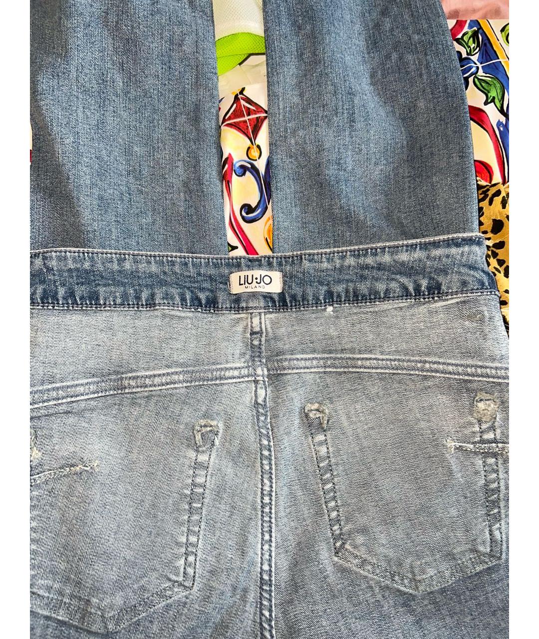 LIU JO Голубые хлопко-полиэстеровые джинсы слим, фото 3