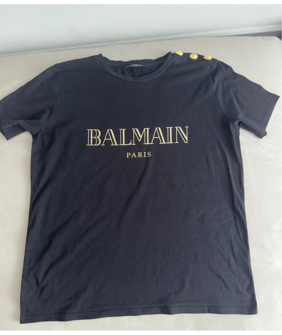 BALMAIN Черная хлопковая футболка, фото 2