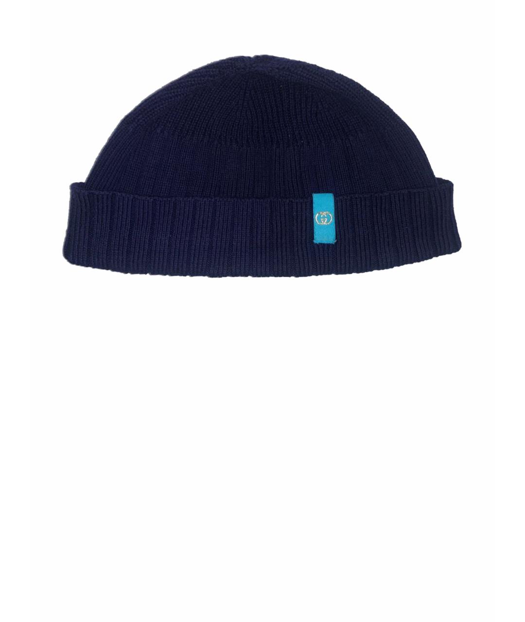 GUCCI Темно-синяя хлопковая шапка, фото 1