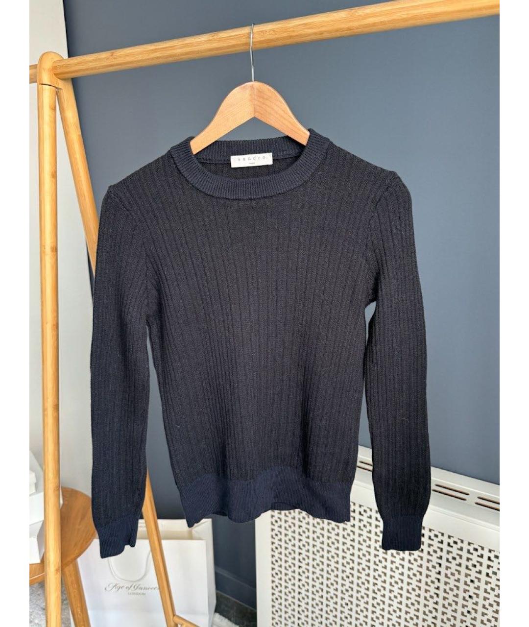 SANDRO Черный шерстяной джемпер / свитер, фото 5