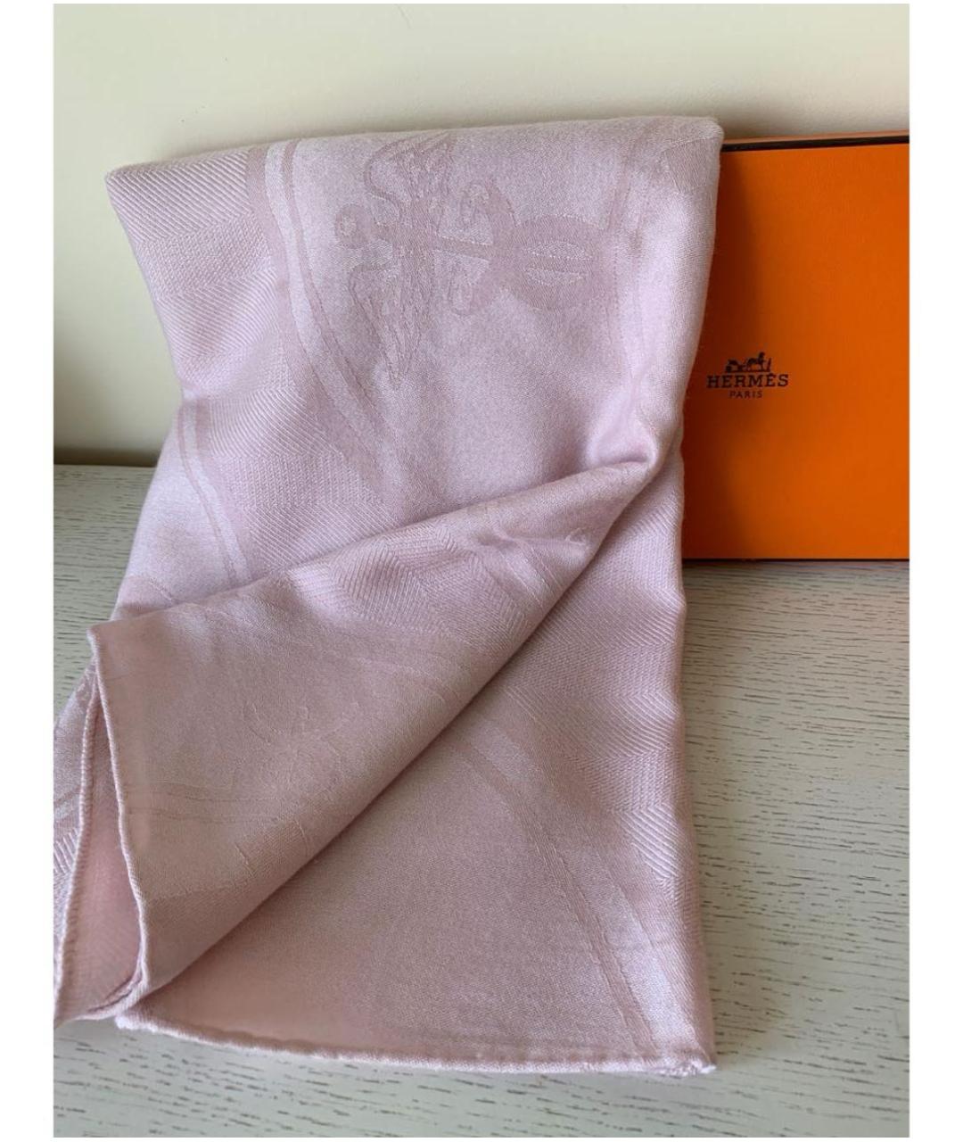 HERMES Розовый кашемировый шарф, фото 2