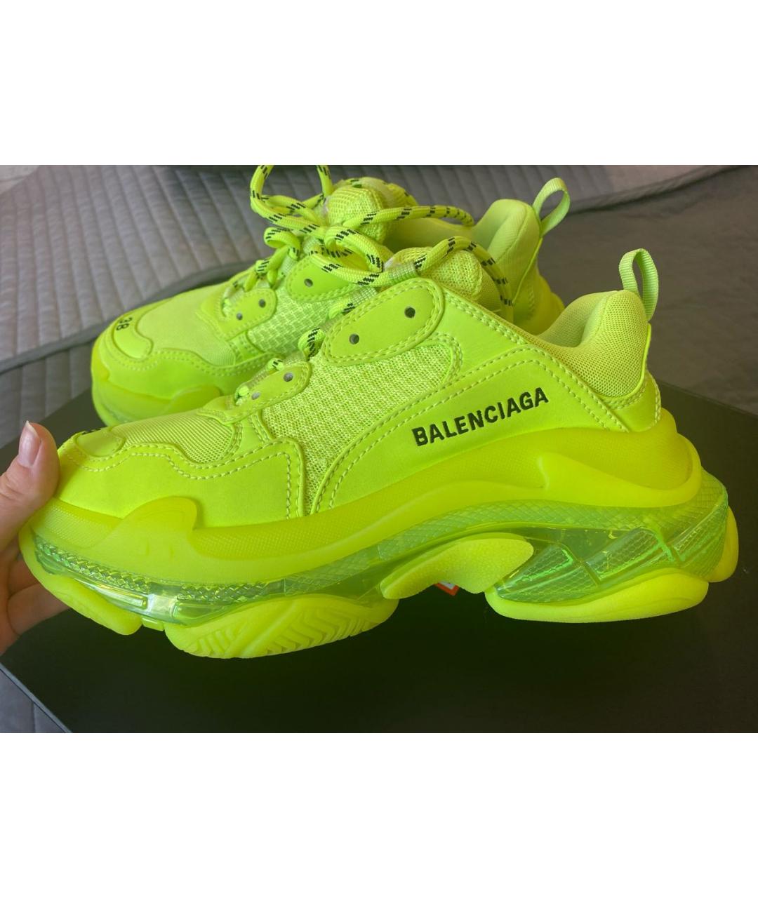 BALENCIAGA Желтые кроссовки из искусственной кожи, фото 9