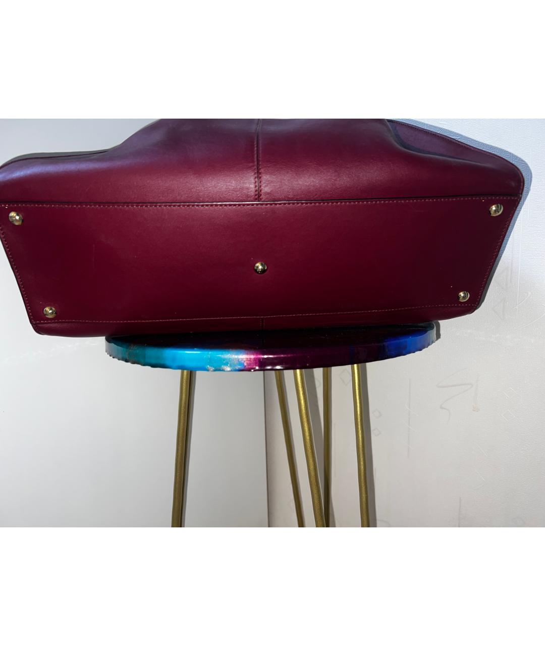 FENDI Бордовая кожаная сумка тоут, фото 8