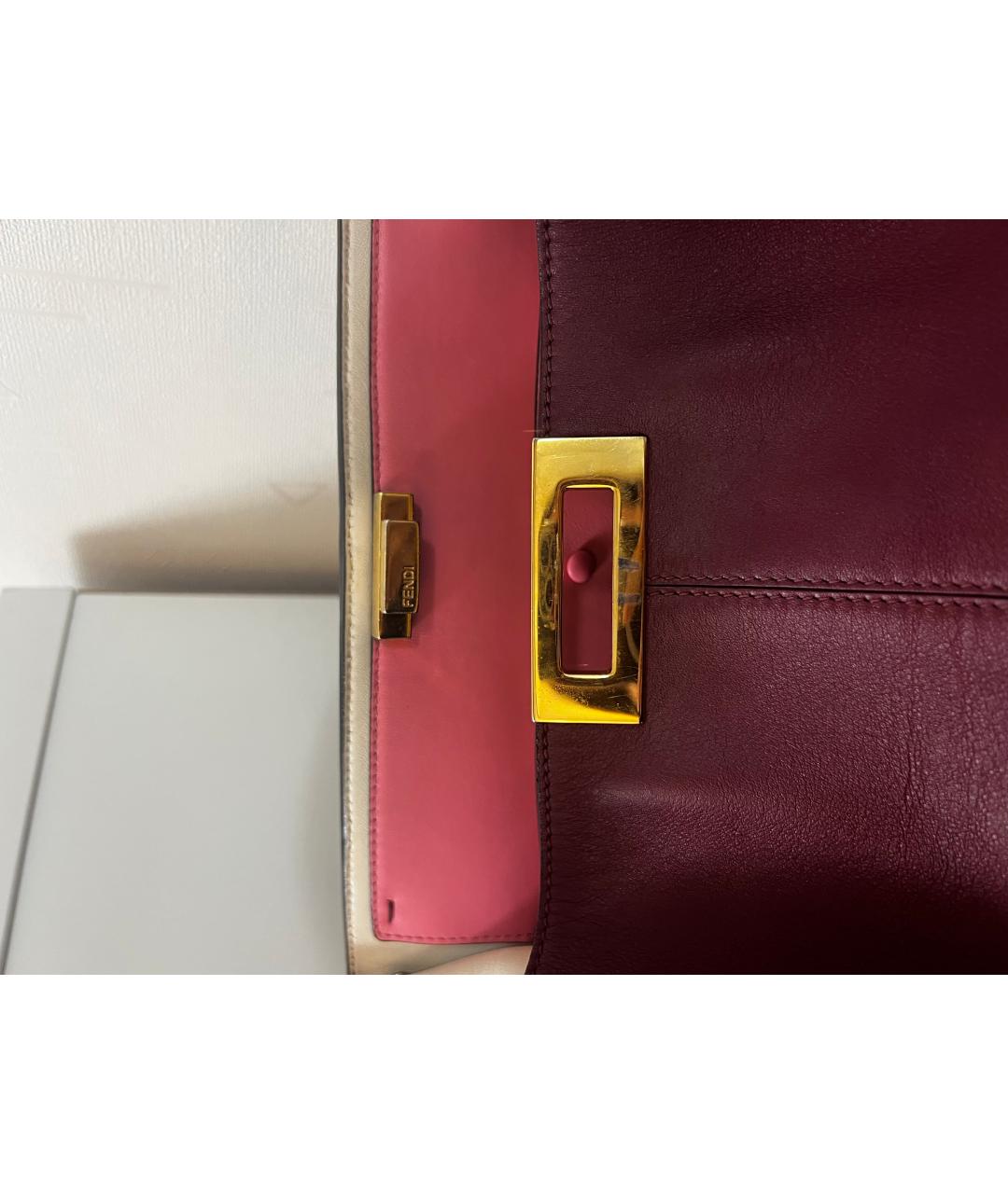 FENDI Бордовая кожаная сумка тоут, фото 4