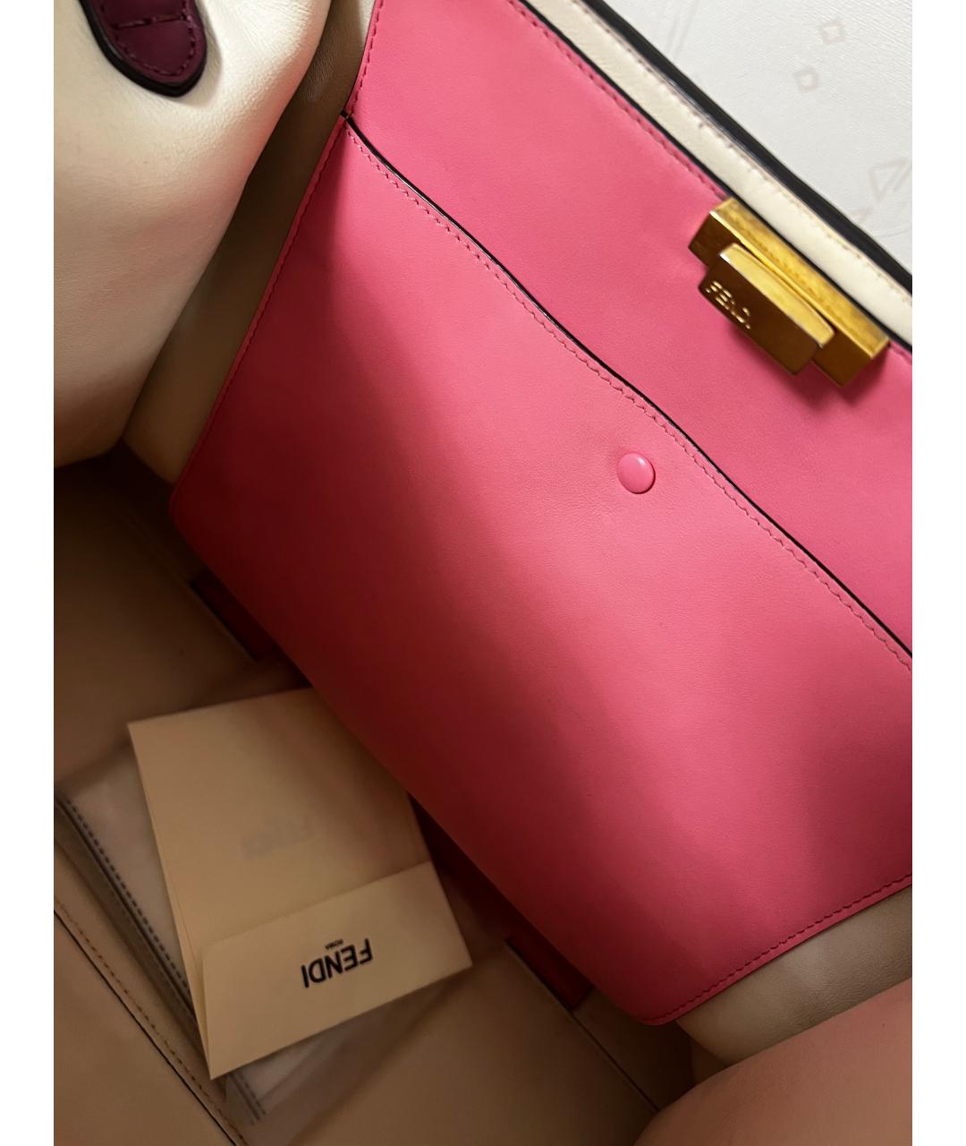 FENDI Бордовая кожаная сумка тоут, фото 5