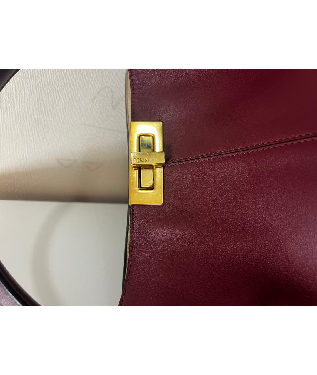 FENDI Бордовая кожаная сумка тоут, фото 3