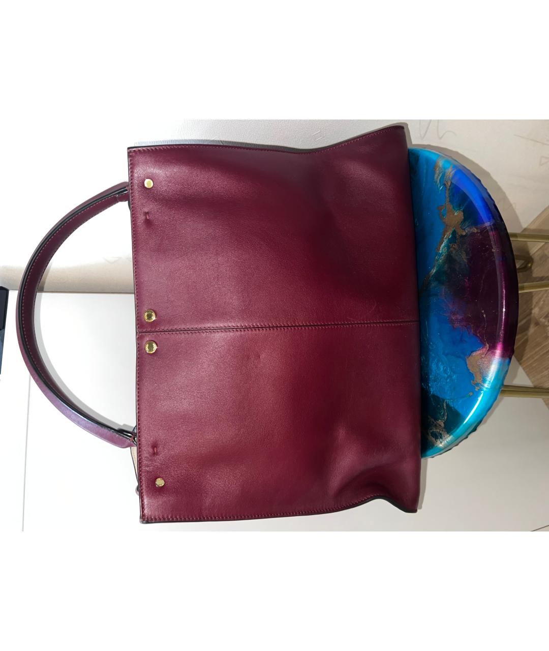 FENDI Бордовая кожаная сумка тоут, фото 7