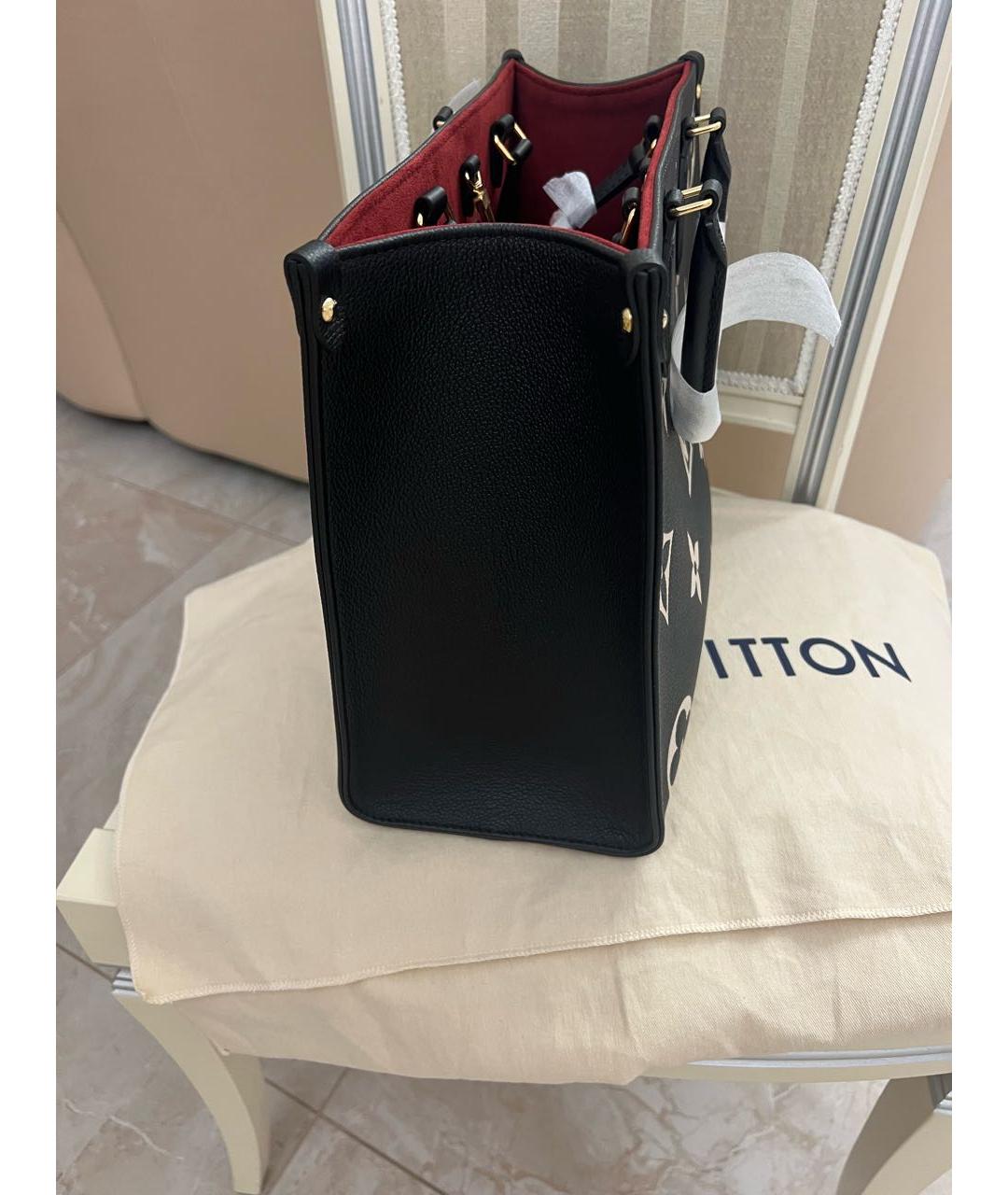 LOUIS VUITTON Черная кожаная сумка тоут, фото 7