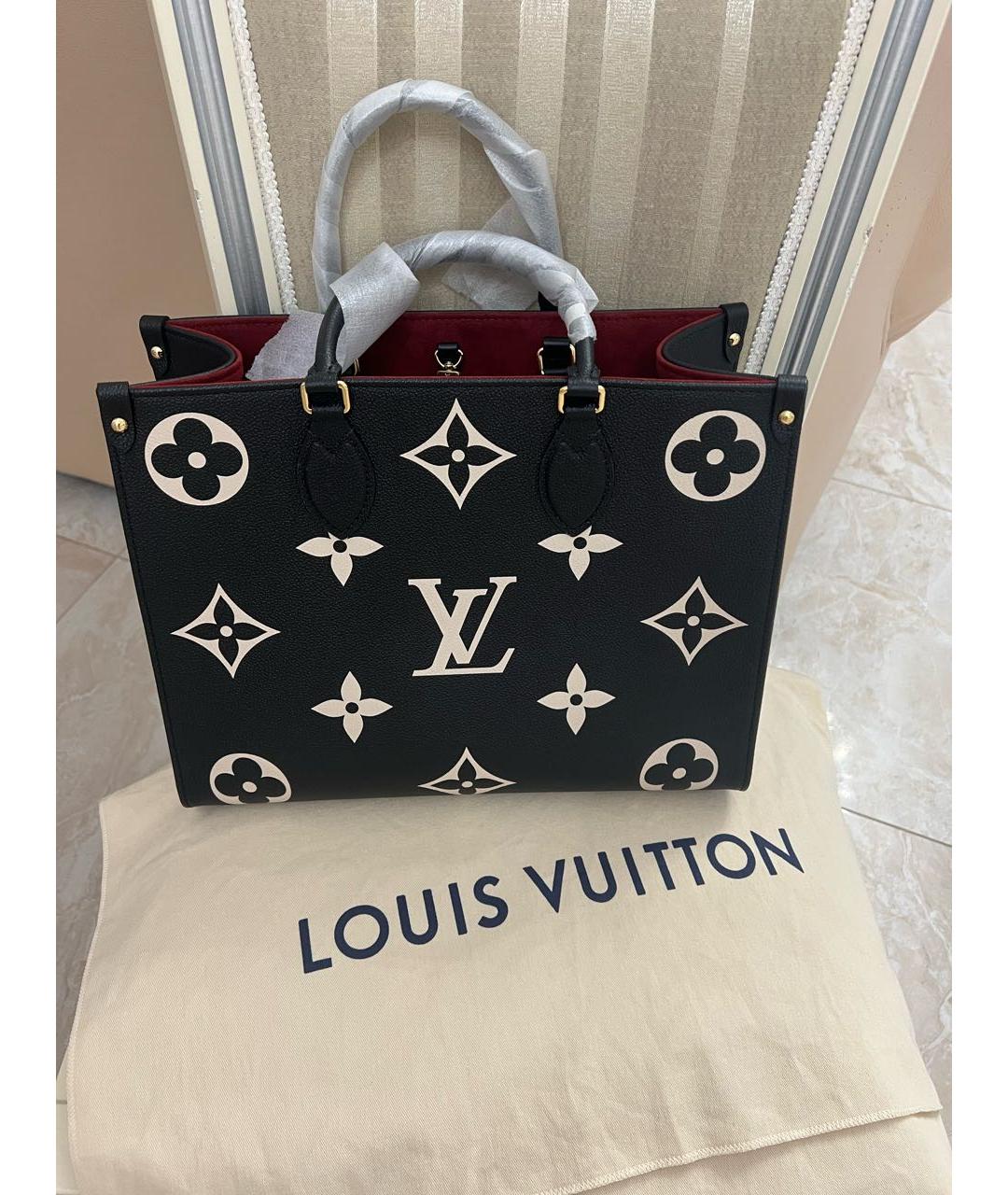 LOUIS VUITTON Черная кожаная сумка тоут, фото 4