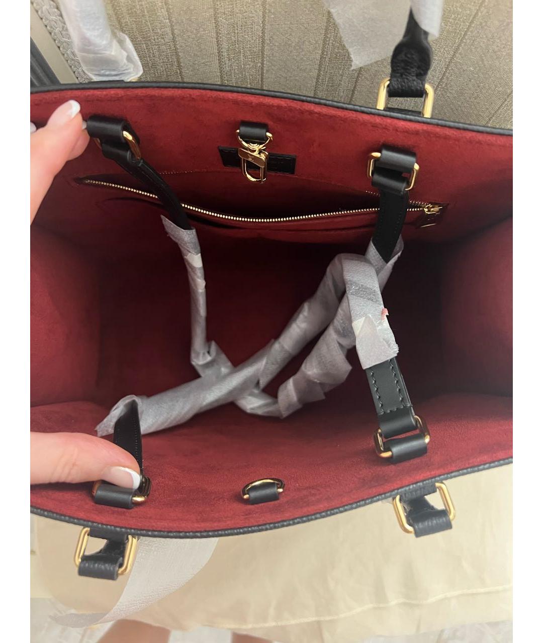 LOUIS VUITTON Черная кожаная сумка тоут, фото 5