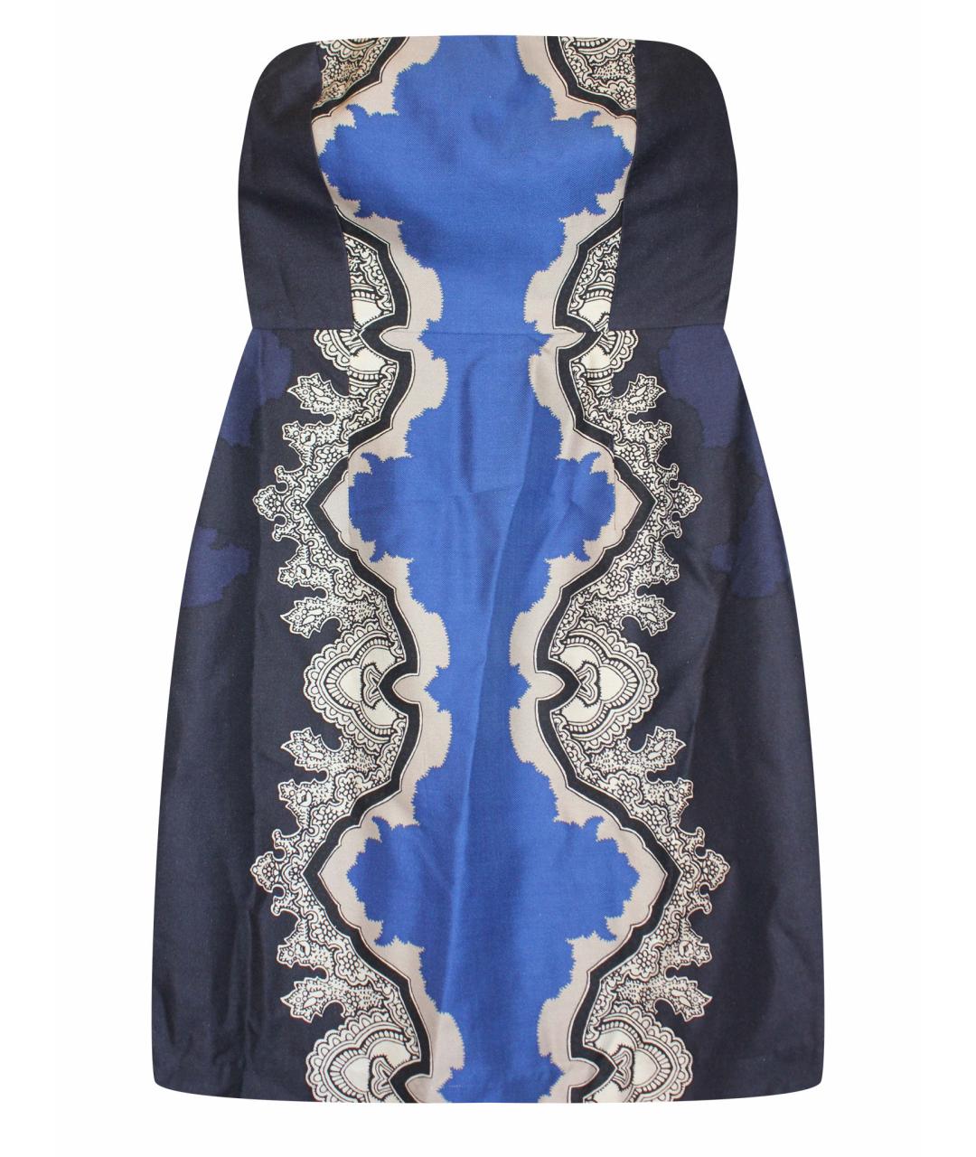 TIBI Синее шелковое коктейльное платье, фото 1