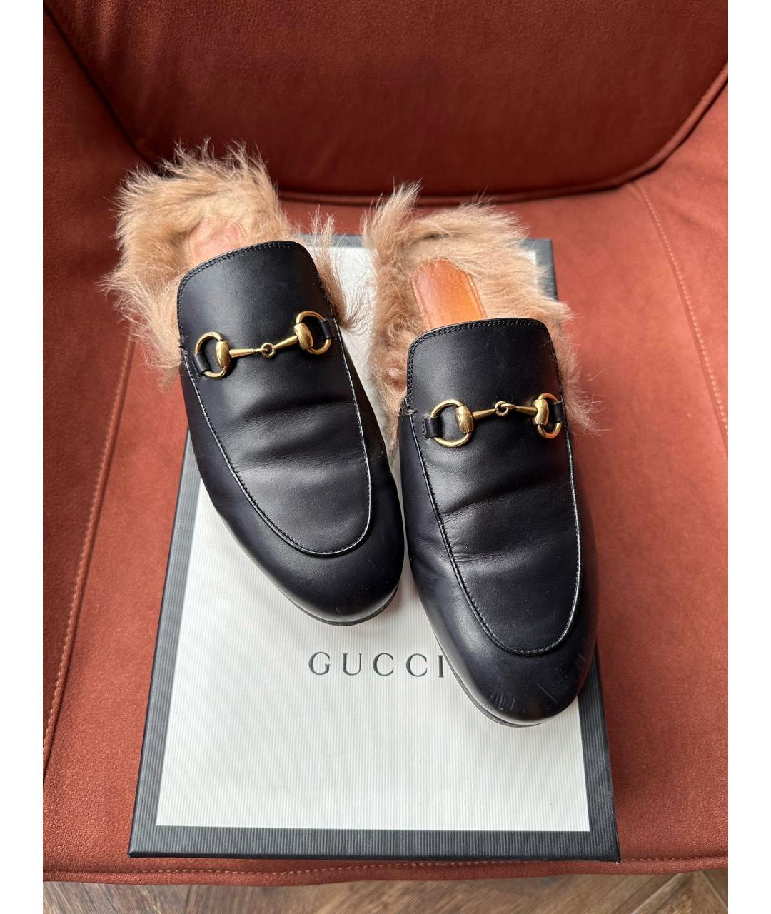 GUCCI Черные кожаные мюли, фото 3