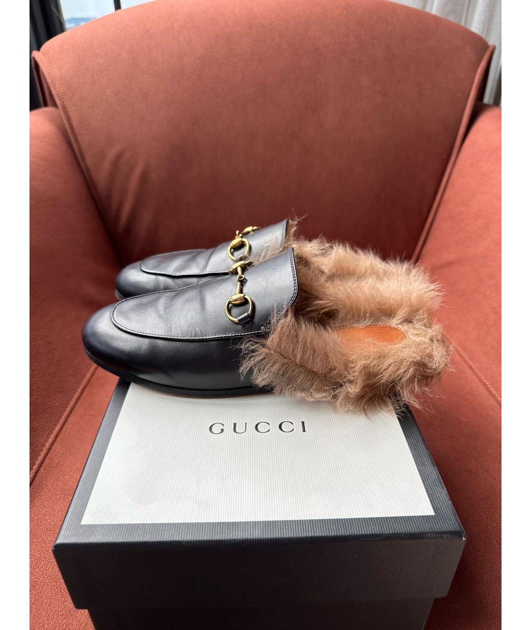 GUCCI Черные кожаные мюли, фото 9