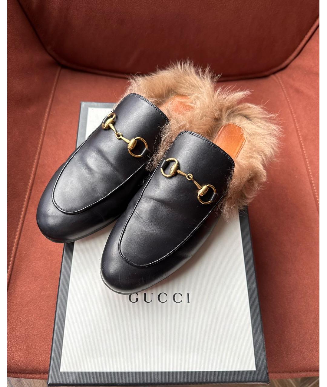 GUCCI Черные кожаные мюли, фото 2