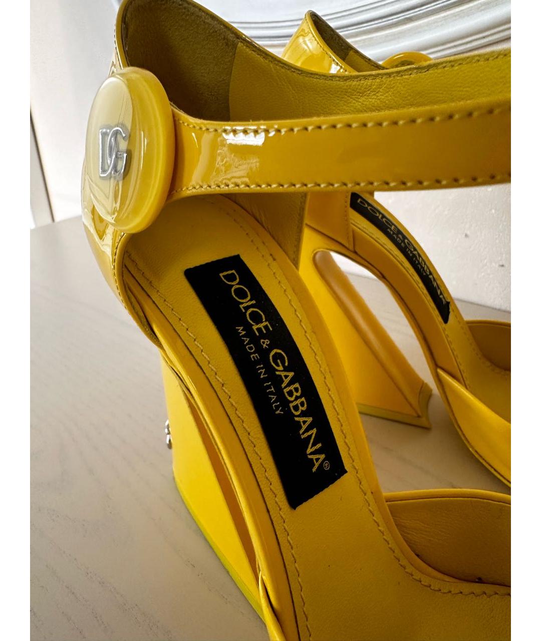 DOLCE&GABBANA Желтые кожаные туфли, фото 6