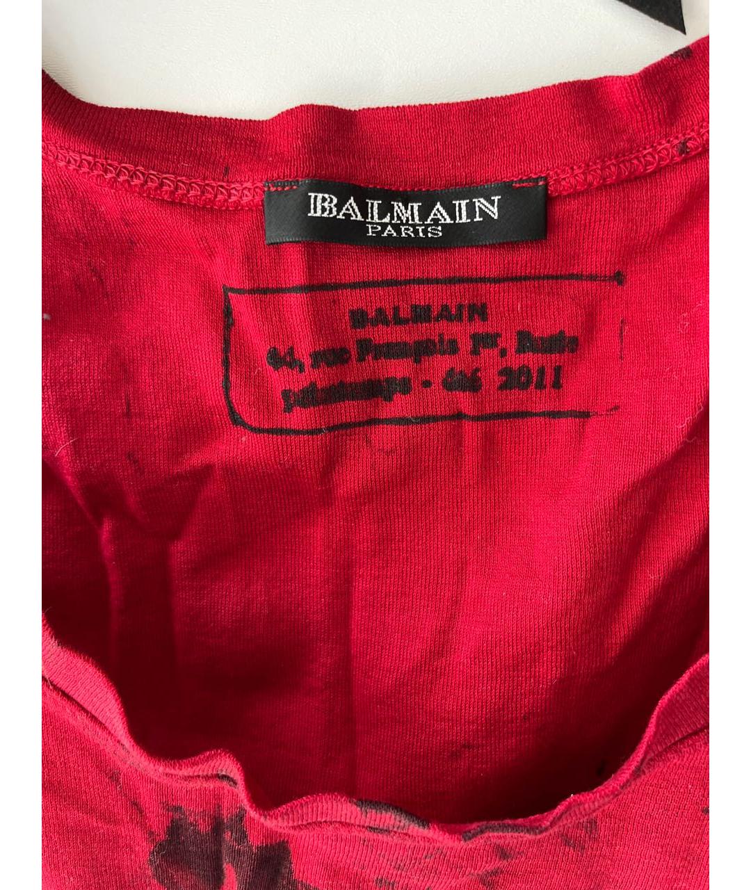 BALMAIN Красная хлопковая майка, фото 4