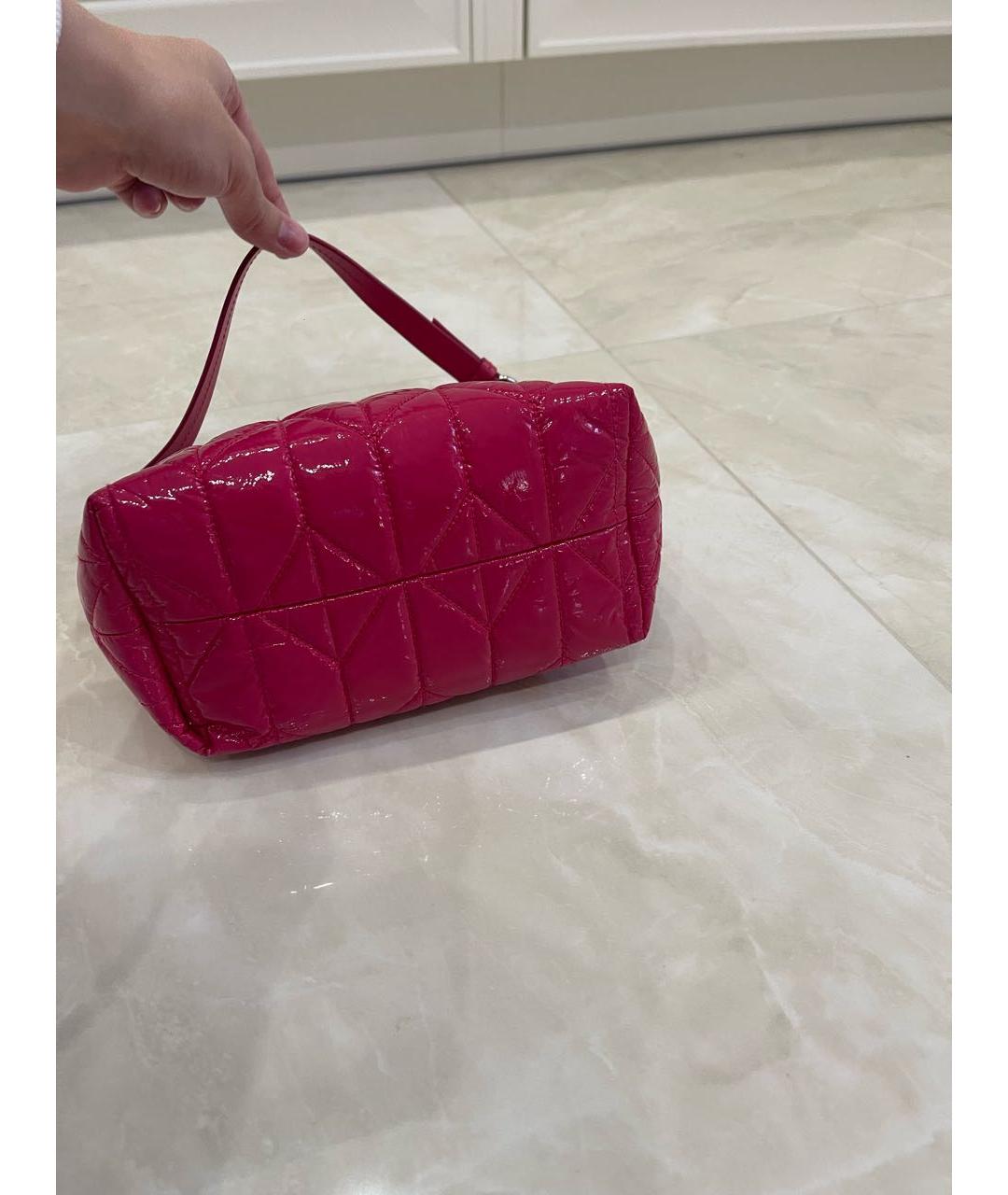 MIU MIU Розовая сумка с короткими ручками из лакированной кожи, фото 5