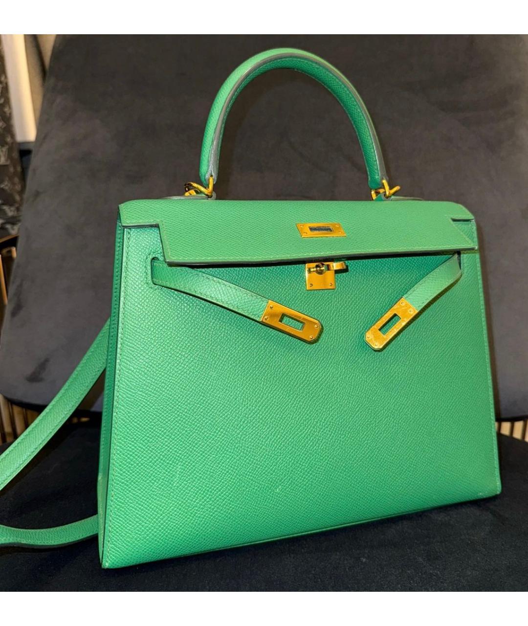 HERMES Зеленая кожаная сумка на плечо, фото 5
