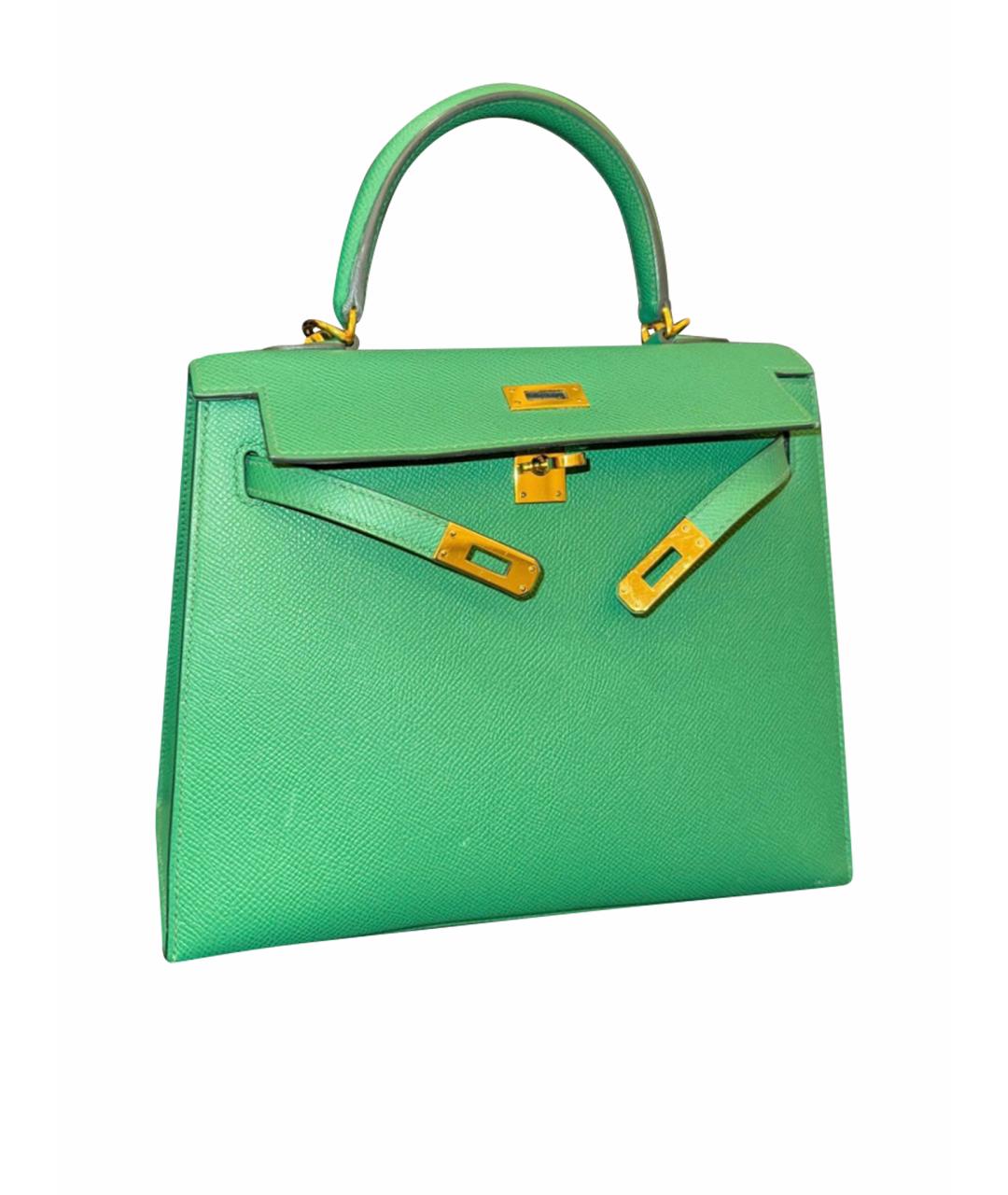 HERMES Зеленая кожаная сумка на плечо, фото 1