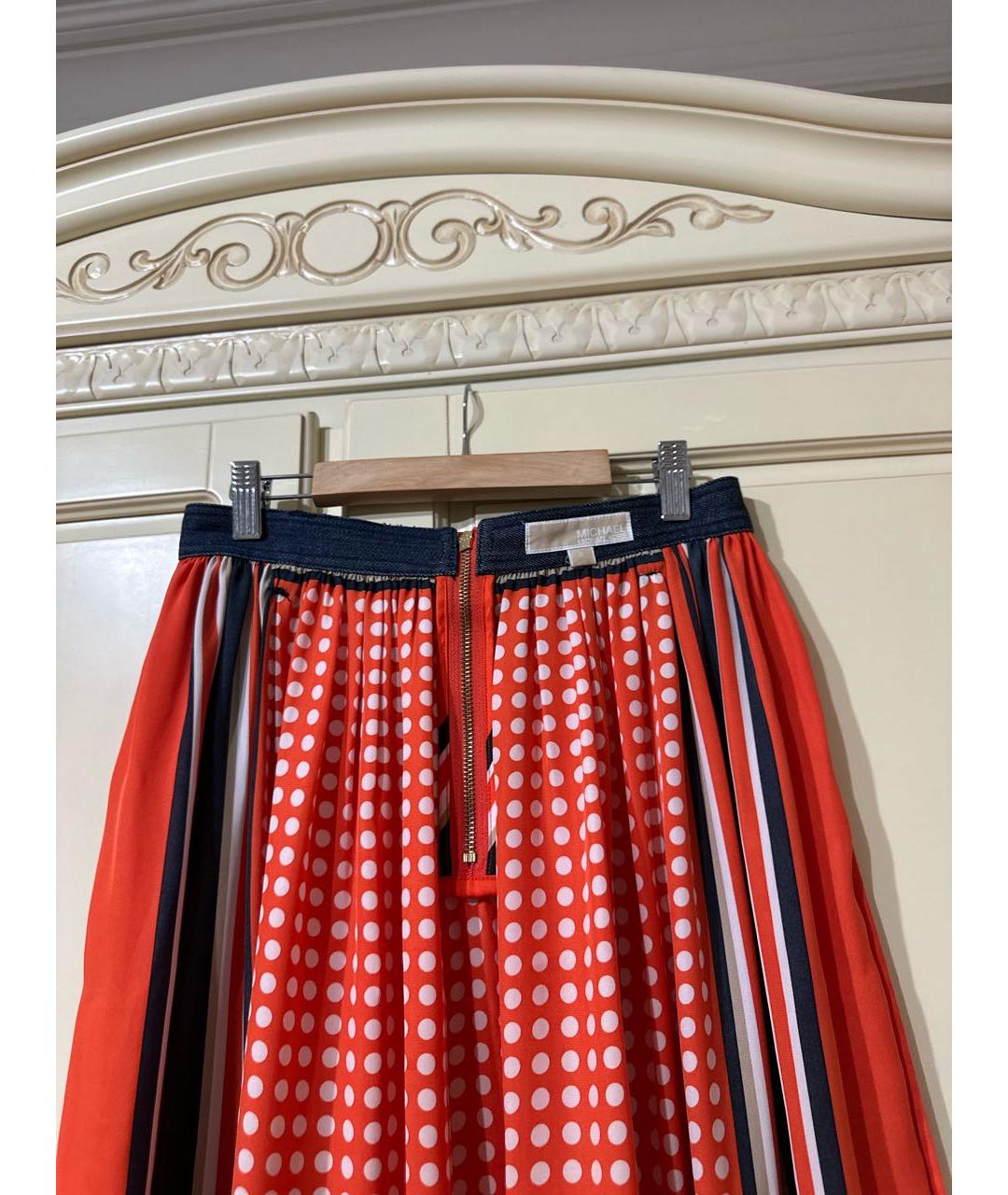 MICHAEL KORS Оранжевая полиэстеровая юбка миди, фото 2
