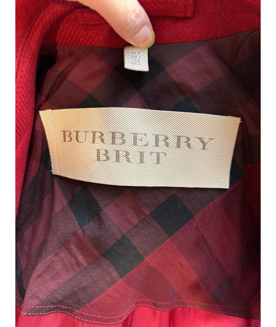 BURBERRY BRIT Красное шерстяное пальто, фото 3