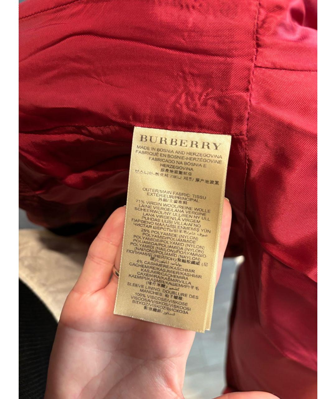 BURBERRY BRIT Красное шерстяное пальто, фото 7