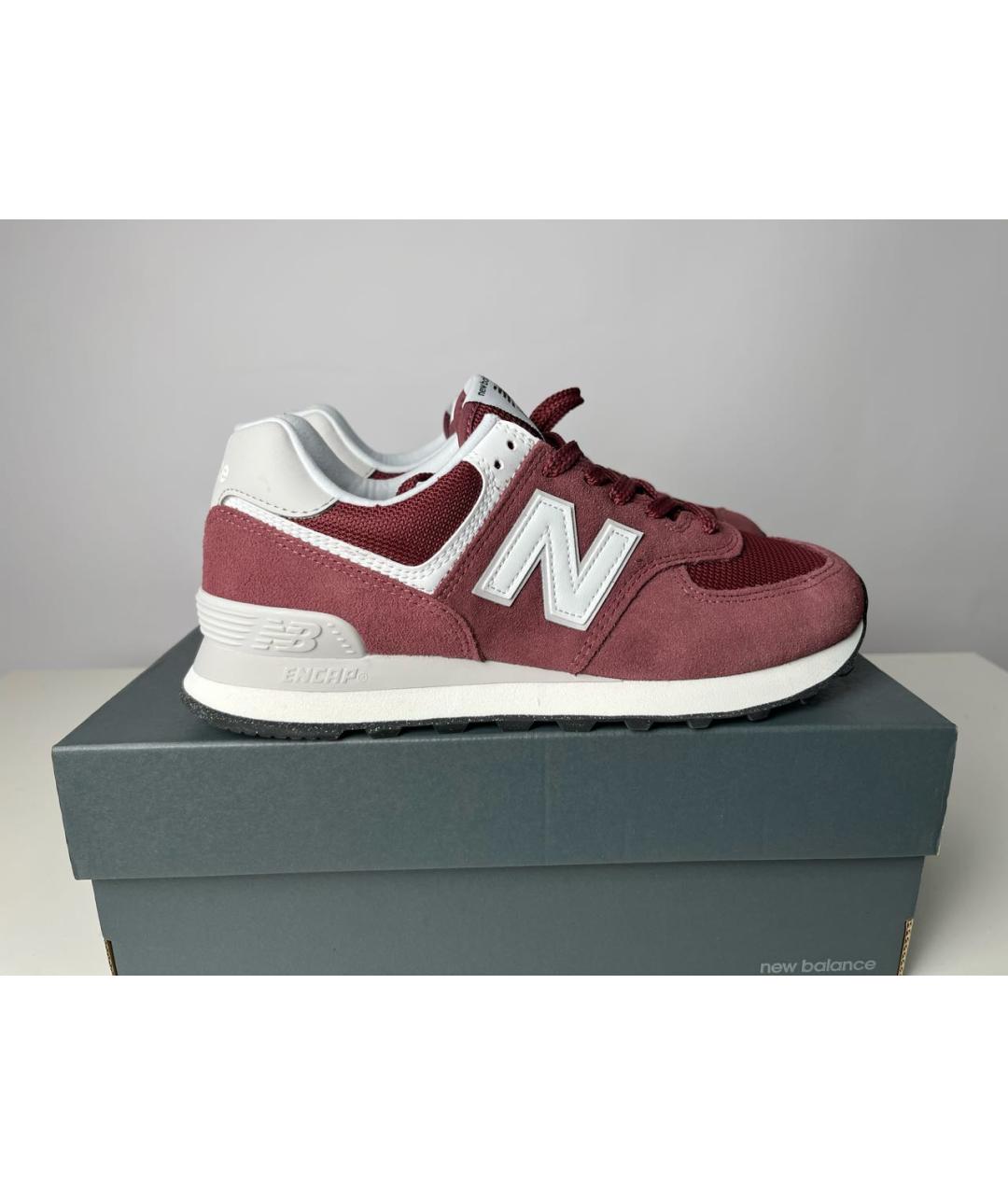 NEW BALANCE Бордовые замшевые низкие кроссовки / кеды, фото 9