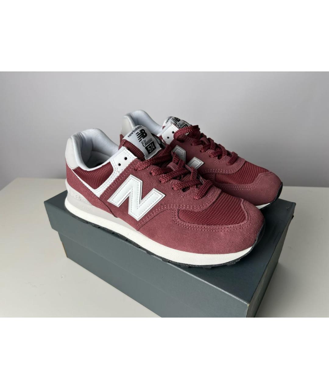 NEW BALANCE Бордовые замшевые низкие кроссовки / кеды, фото 4