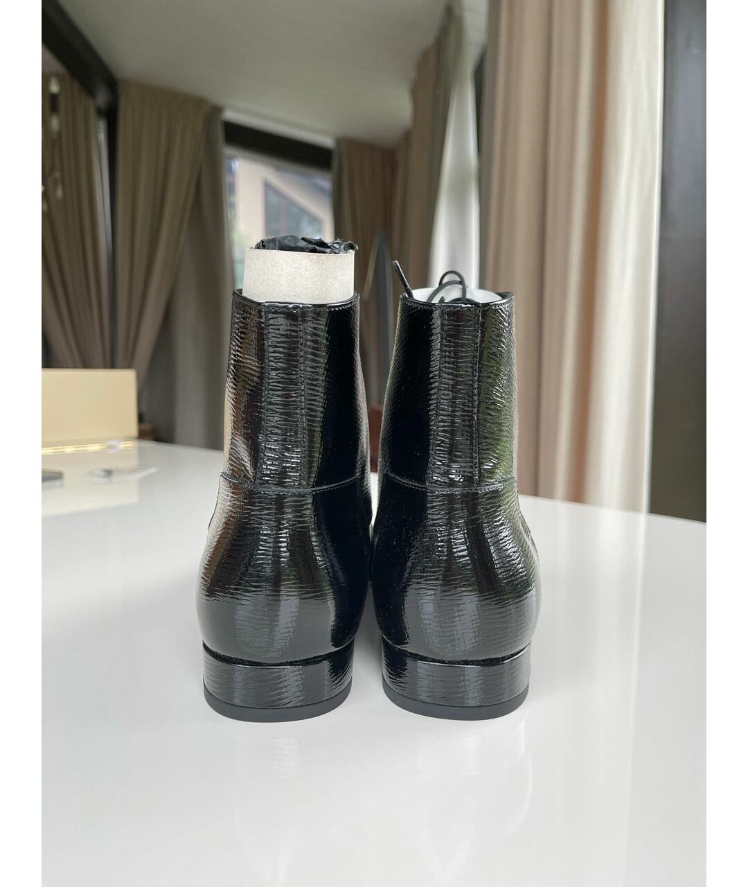 LOUIS VUITTON PRE-OWNED Черные высокие ботинки из лакированной кожи, фото 4