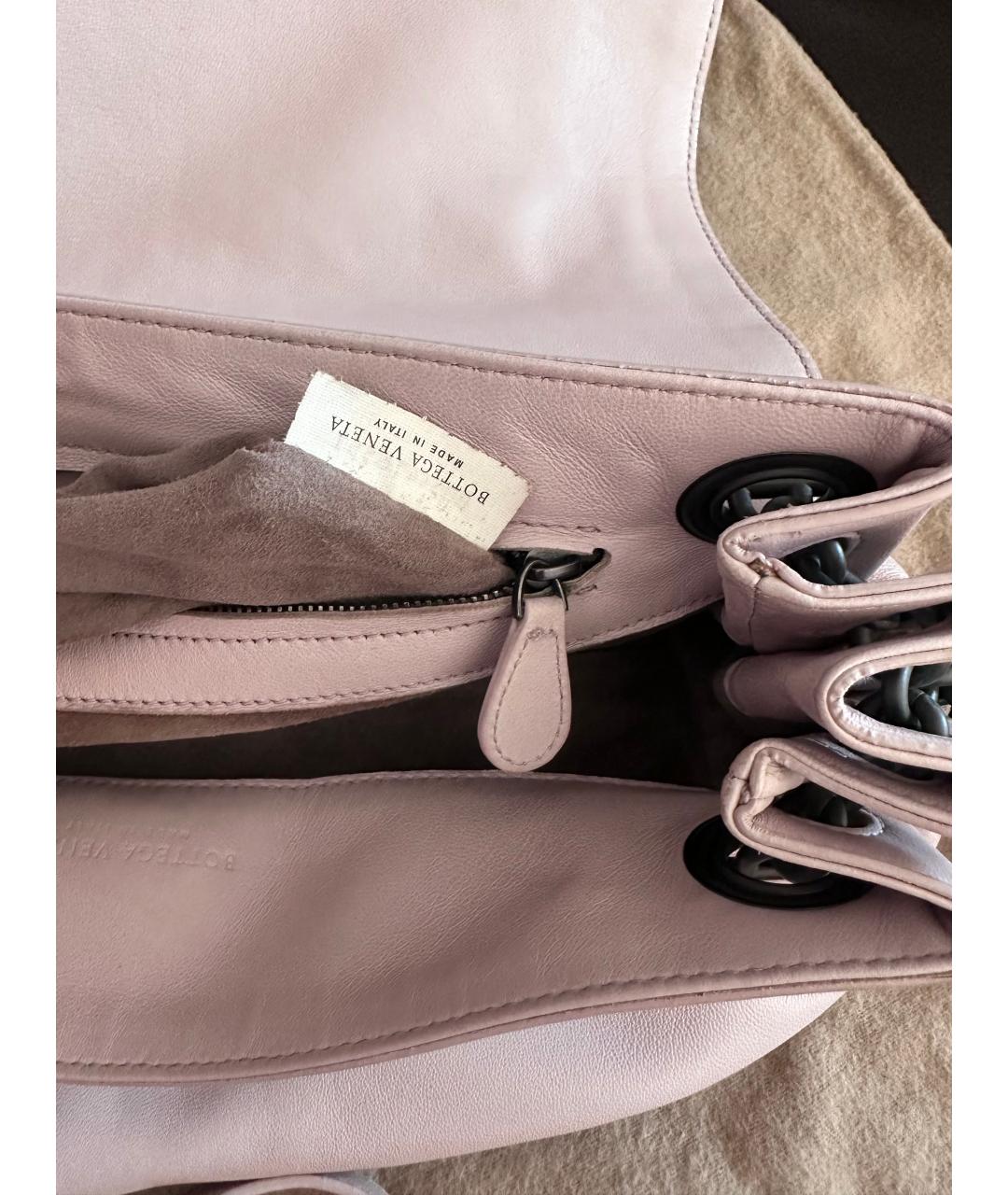 BOTTEGA VENETA Розовая кожаная сумка через плечо, фото 9