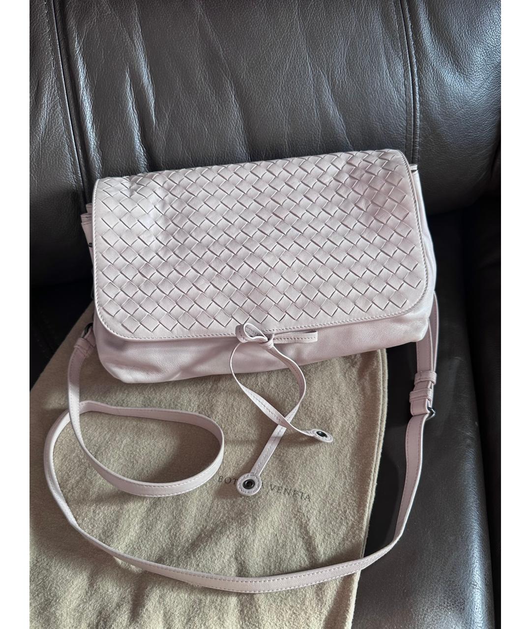 BOTTEGA VENETA Розовая кожаная сумка через плечо, фото 10