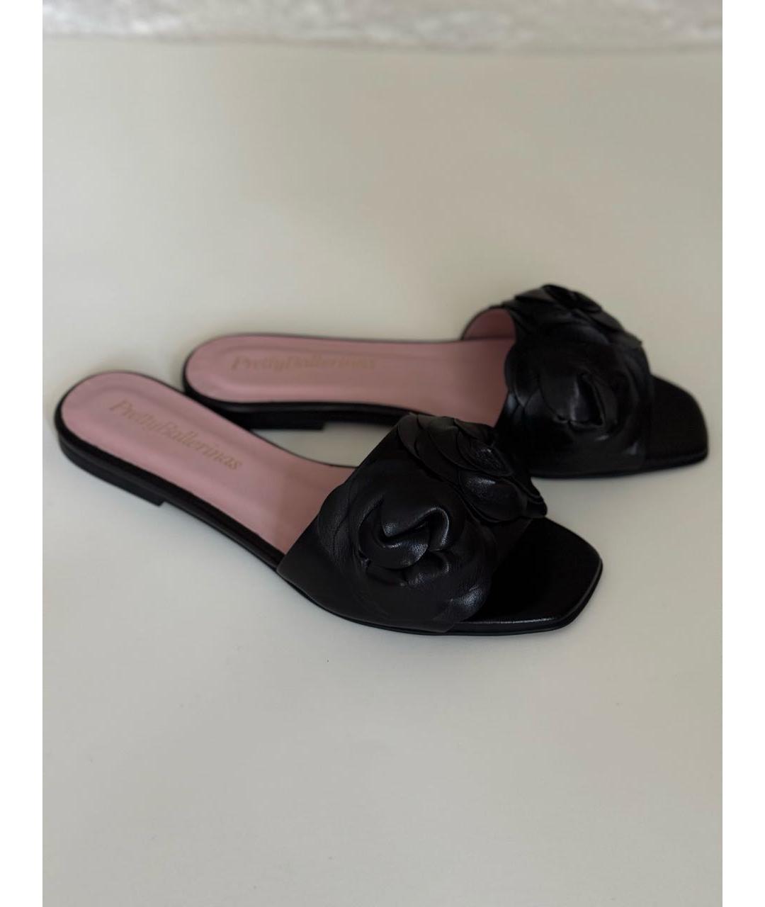 PRETTY BALLERINAS Черные кожаные сандалии, фото 6