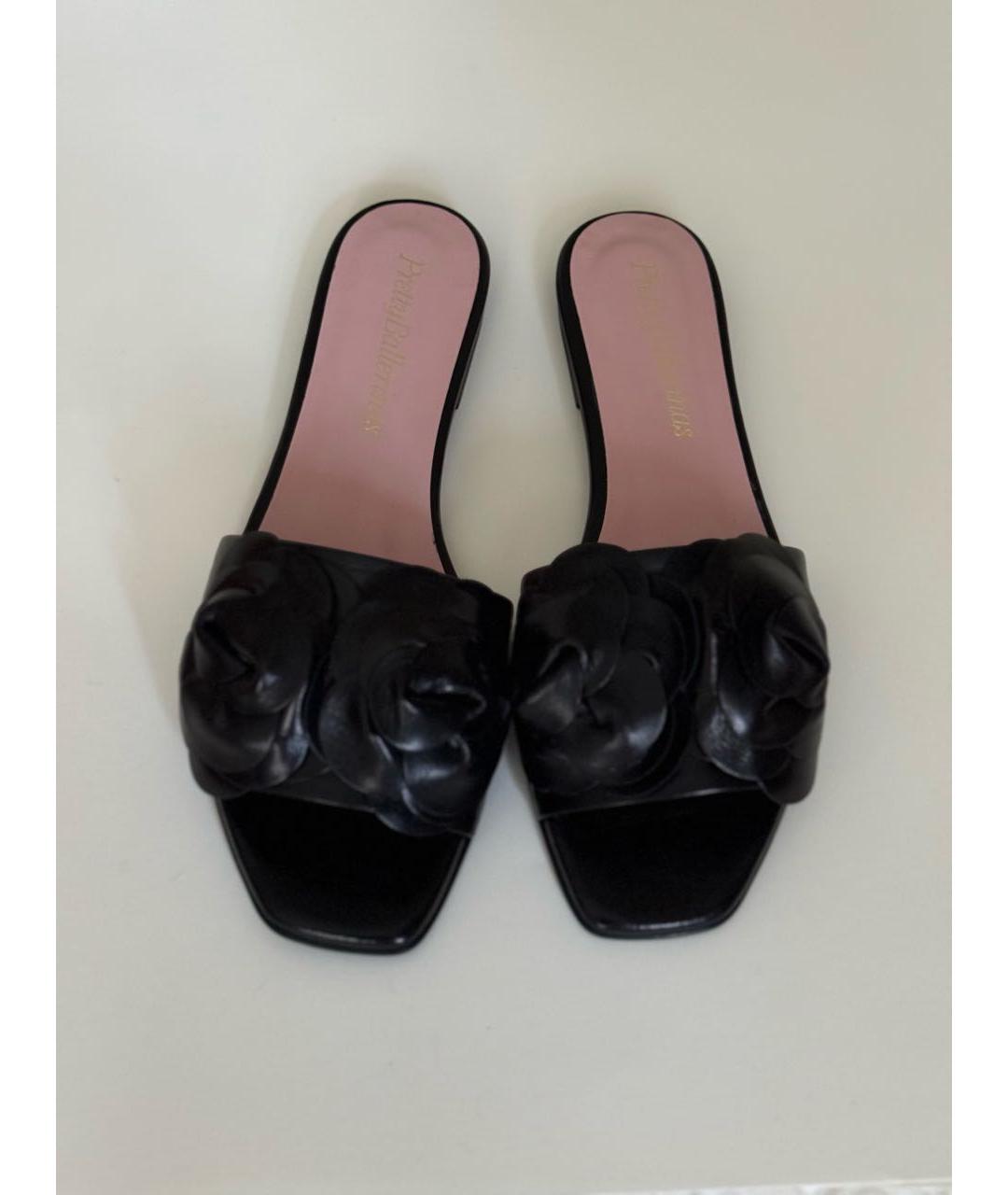 PRETTY BALLERINAS Черные кожаные сандалии, фото 2