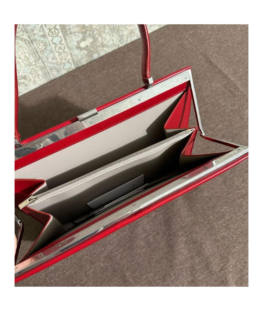CELINE PRE-OWNED Красная кожаная сумка с короткими ручками, фото 4