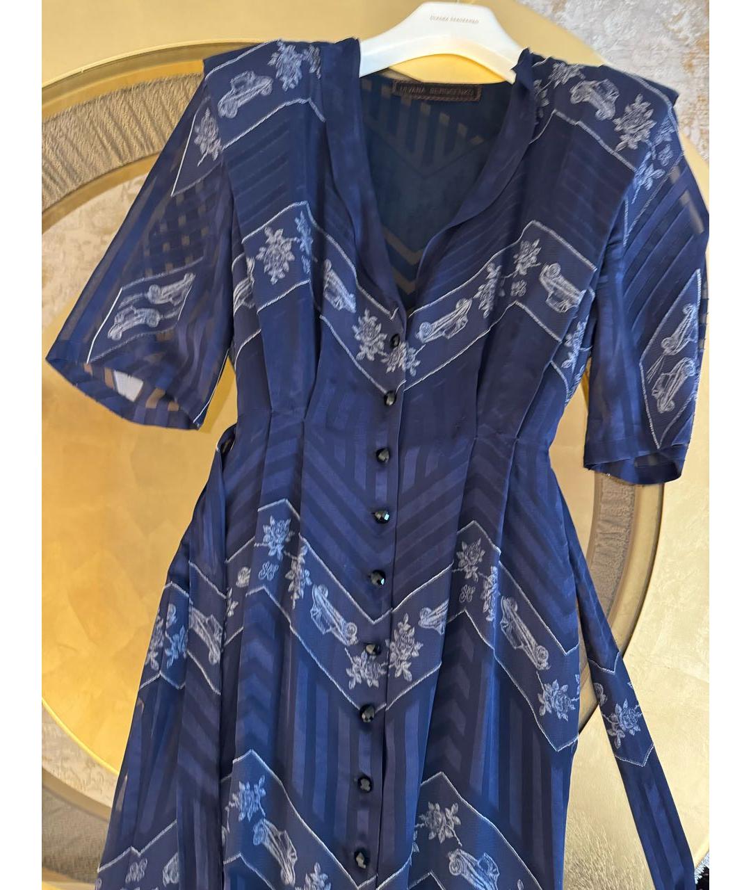 ULYANA SERGEENKO Темно-синее шелковое повседневное платье, фото 4