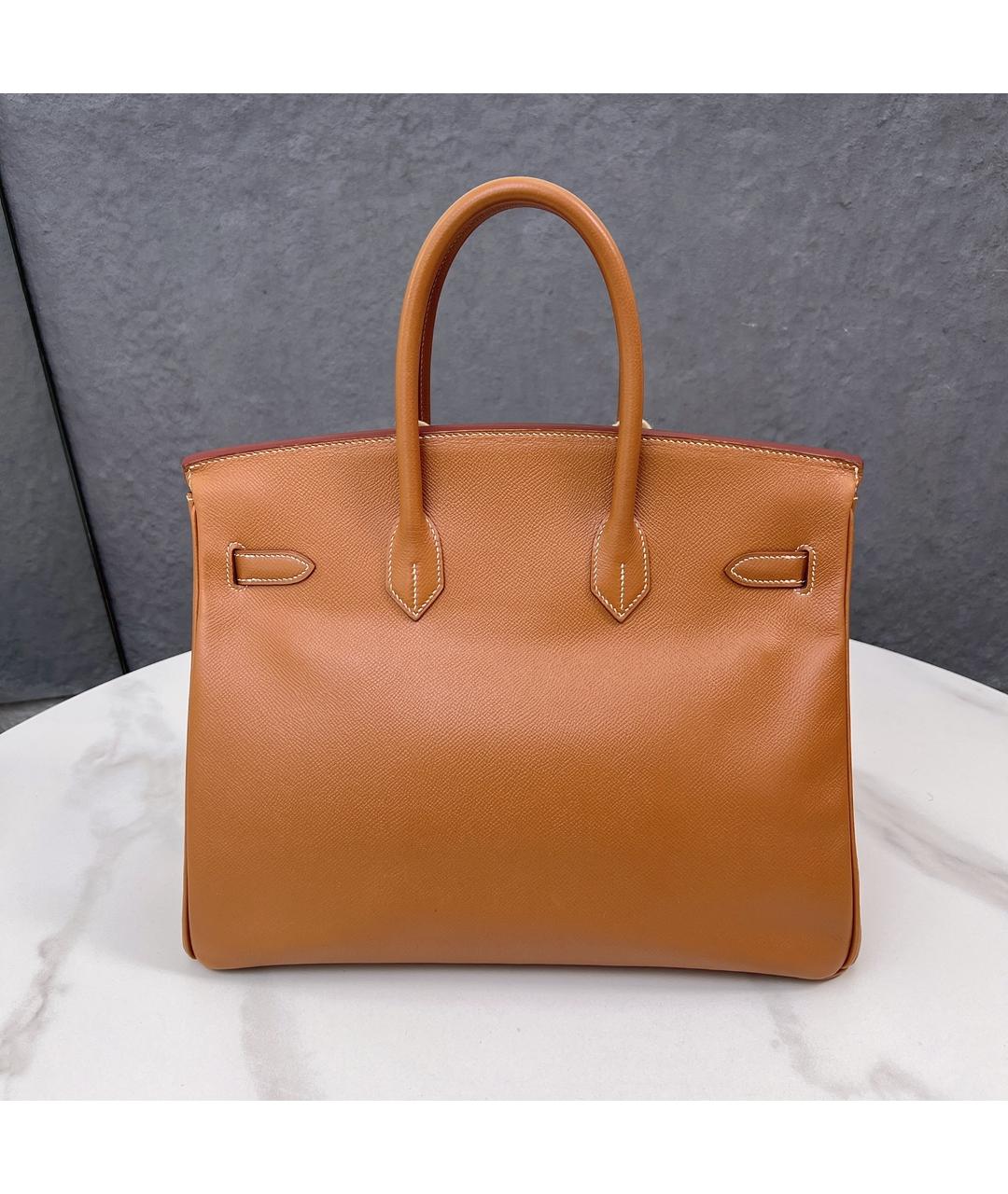 HERMES PRE-OWNED Коричневая кожаная сумка с короткими ручками, фото 2