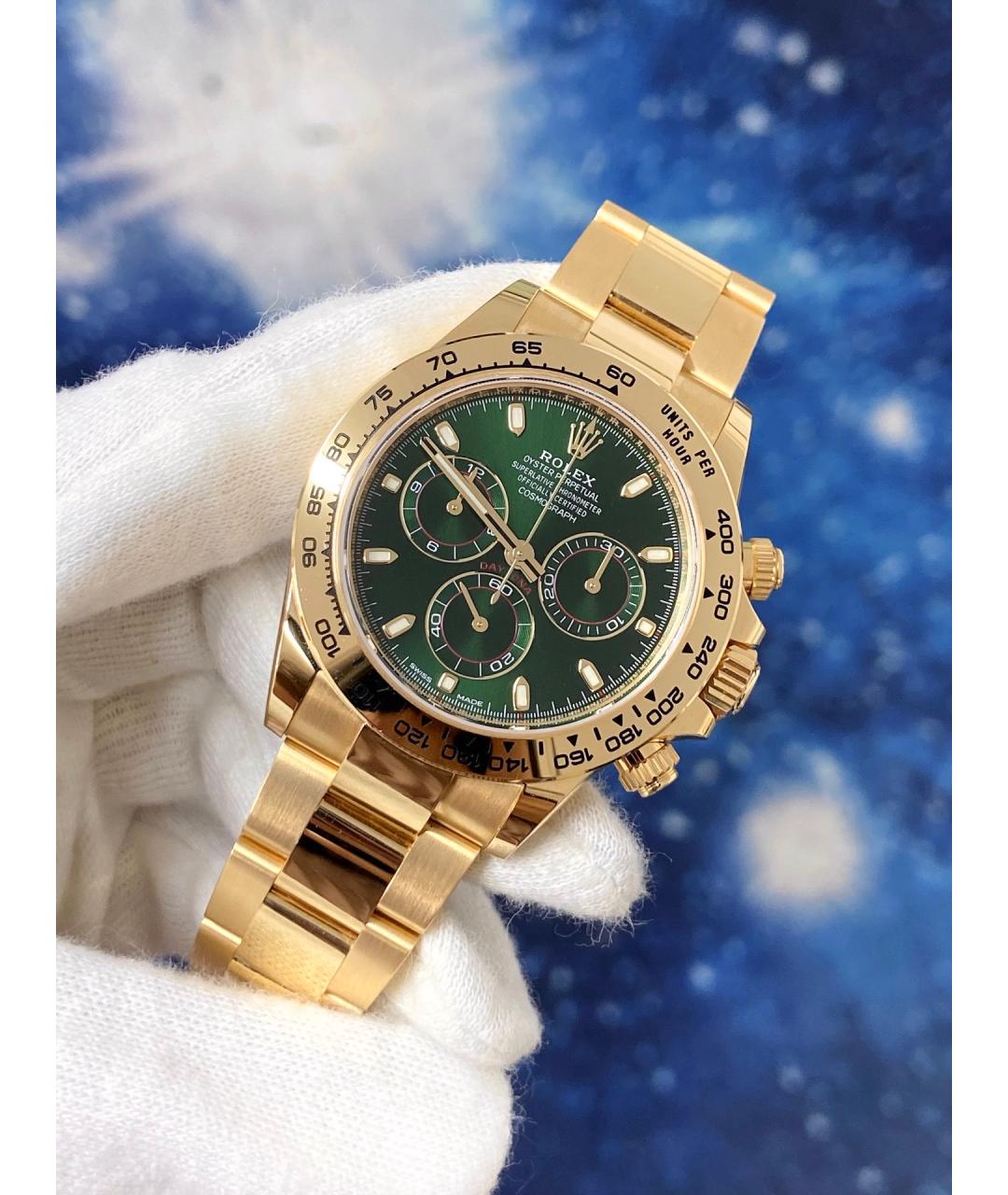 ROLEX Зеленые часы из желтого золота, фото 9