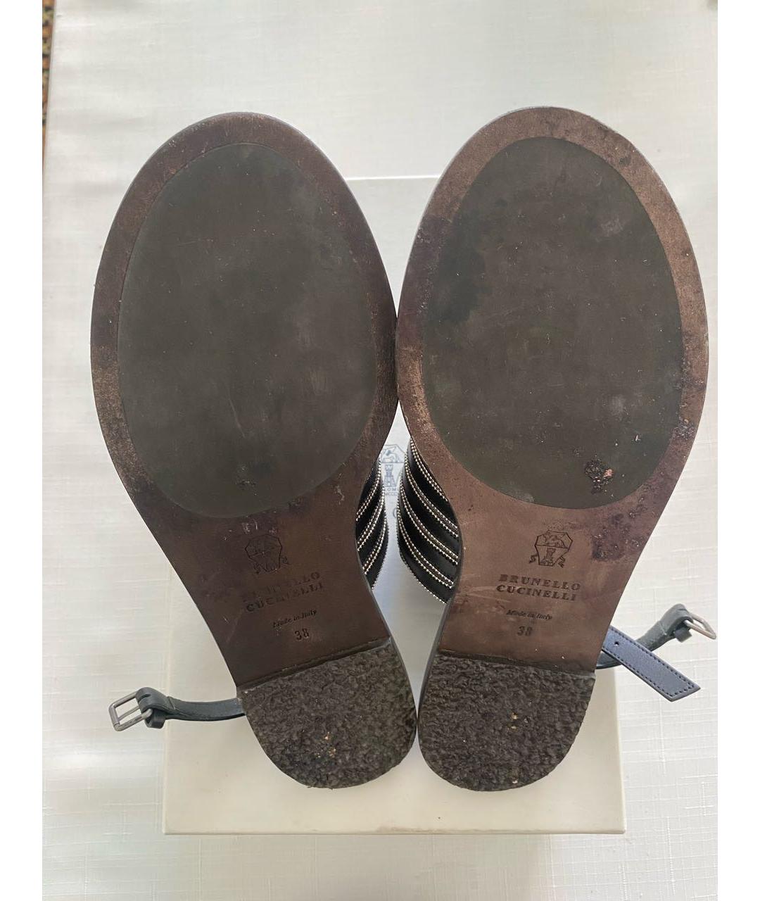 BRUNELLO CUCINELLI Черные кожаные сандалии, фото 3