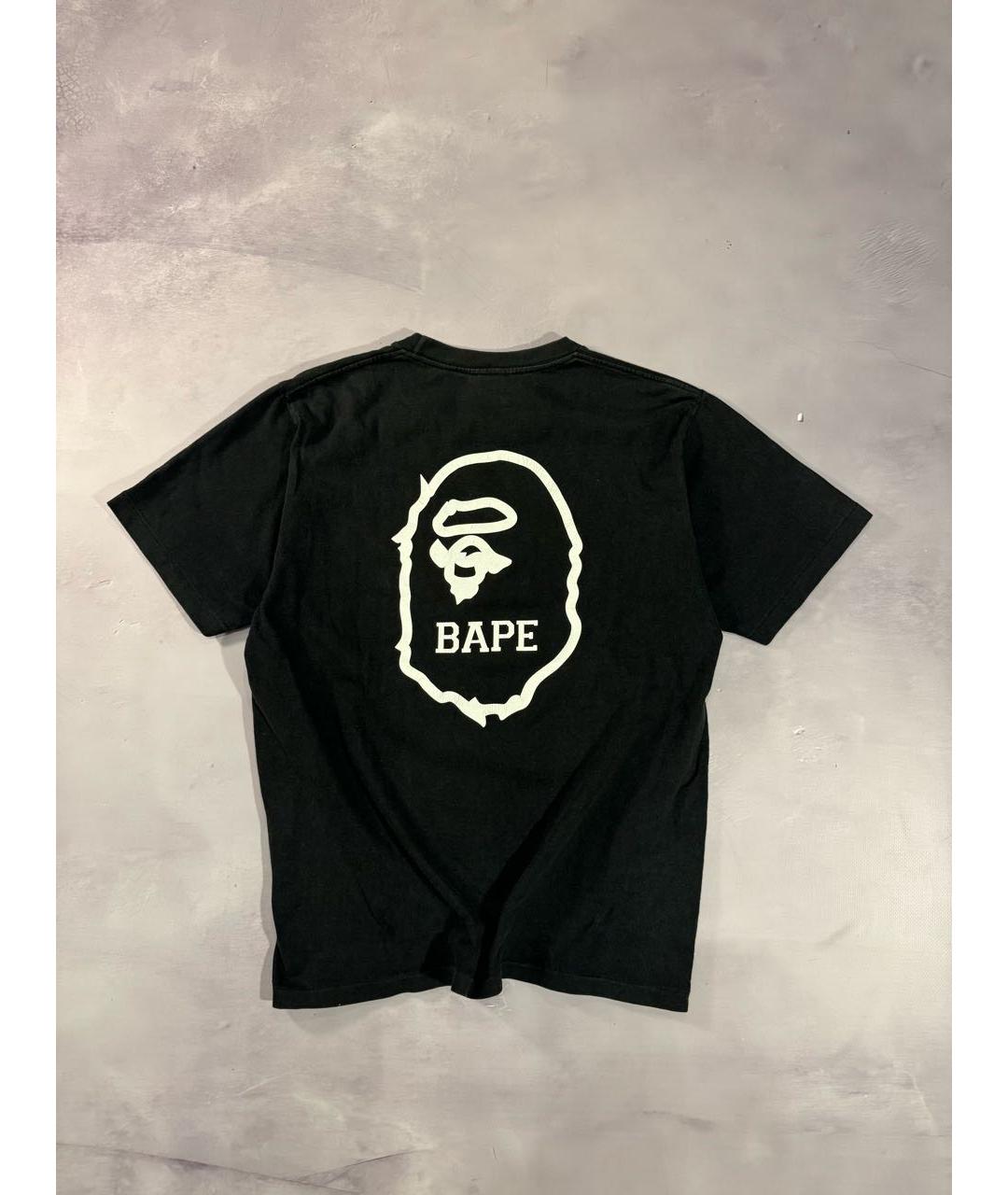 A BATHING APE Черная хлопковая футболка, фото 2