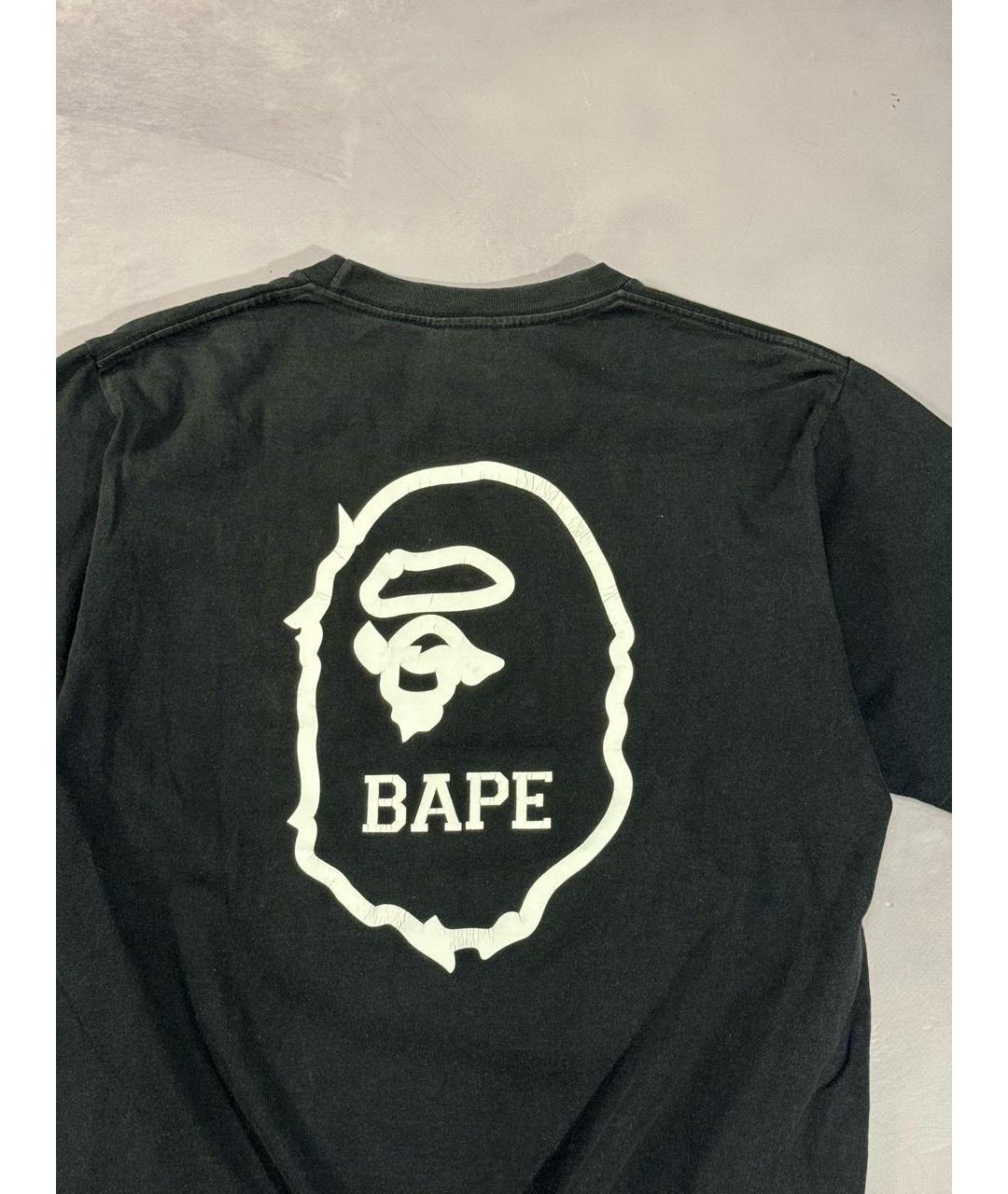 A BATHING APE Черная хлопковая футболка, фото 4